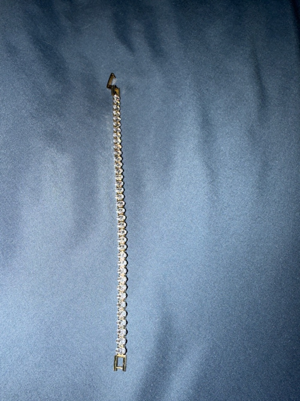 Gold-Tone Crystal Tennis Bracelet - Clear Stones